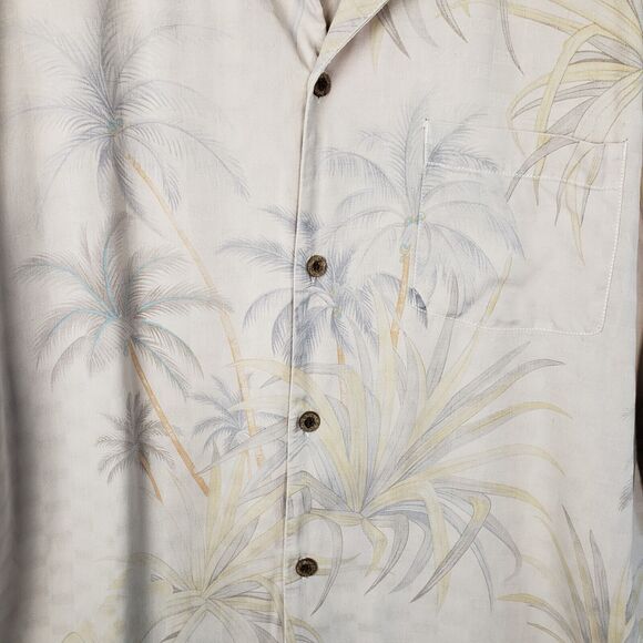 Tommy Bahama 100% Silk Hawaiian Button Up Shirt Mens Size XL Yellow Floral 52x31 - Picture 4 of 11